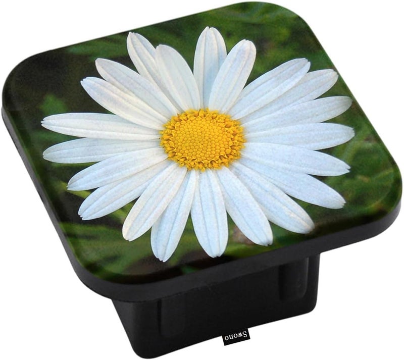 Swono White Daisy Trailer Hitch Covers, Bloom White Daisy Flower in Grass Cute Hitch Covers Fits 2 Inch Receiver, Rubber Receiver Tube Hitch Plug for RV SUV Trucks and Cars - Image 1
